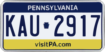 PA license plate KAU2917