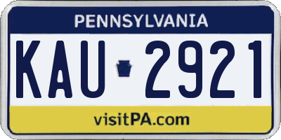 PA license plate KAU2921
