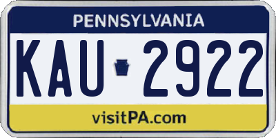 PA license plate KAU2922
