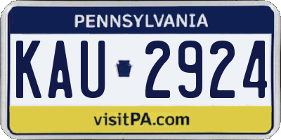 PA license plate KAU2924