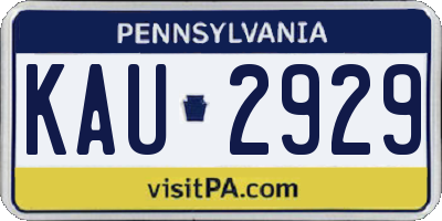 PA license plate KAU2929