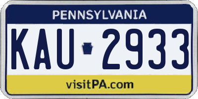 PA license plate KAU2933