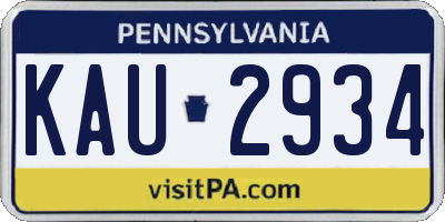 PA license plate KAU2934