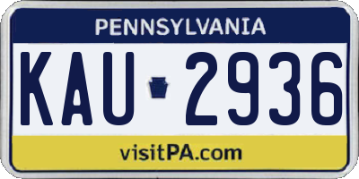 PA license plate KAU2936