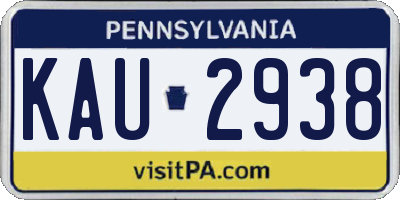 PA license plate KAU2938