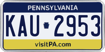 PA license plate KAU2953