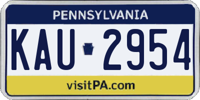 PA license plate KAU2954