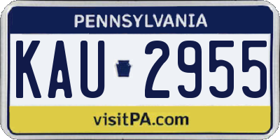 PA license plate KAU2955