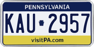 PA license plate KAU2957