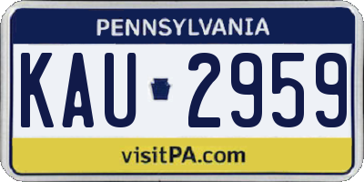 PA license plate KAU2959