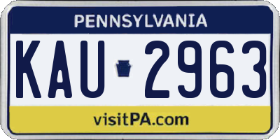 PA license plate KAU2963