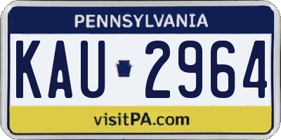 PA license plate KAU2964