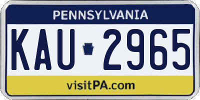 PA license plate KAU2965