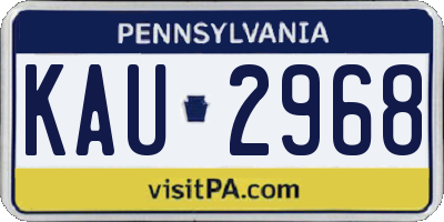 PA license plate KAU2968