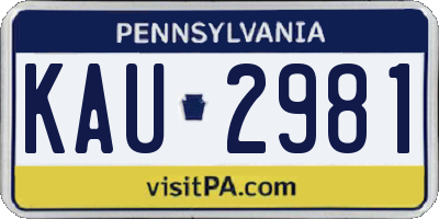 PA license plate KAU2981