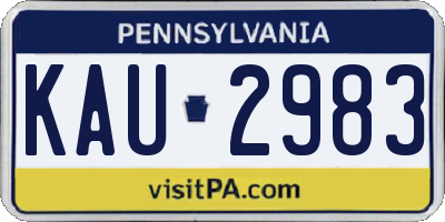 PA license plate KAU2983
