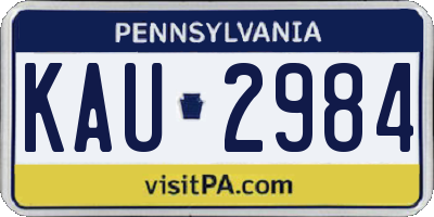 PA license plate KAU2984