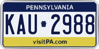 PA license plate KAU2988