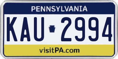 PA license plate KAU2994