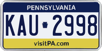 PA license plate KAU2998
