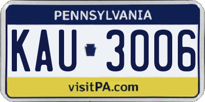 PA license plate KAU3006