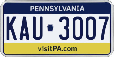 PA license plate KAU3007