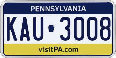 PA license plate KAU3008