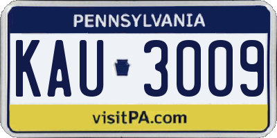 PA license plate KAU3009