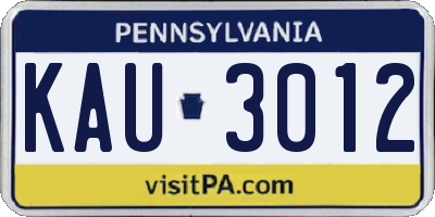 PA license plate KAU3012