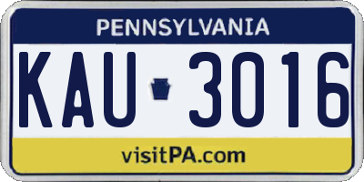 PA license plate KAU3016