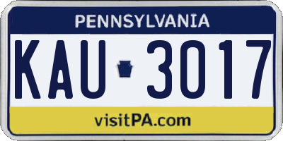 PA license plate KAU3017