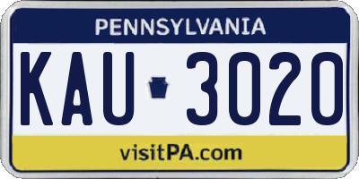PA license plate KAU3020