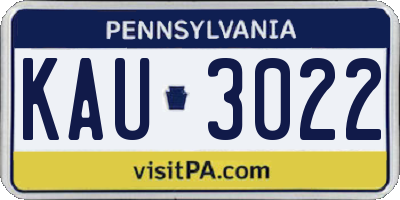 PA license plate KAU3022