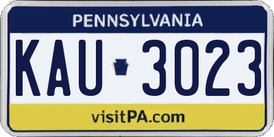 PA license plate KAU3023