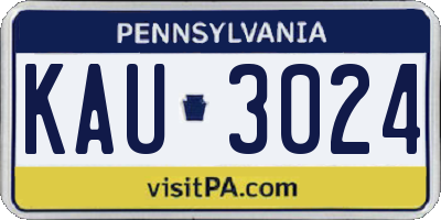 PA license plate KAU3024