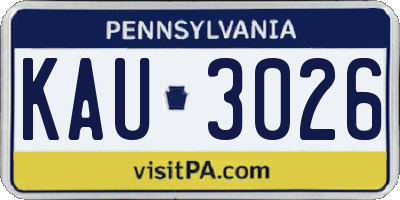 PA license plate KAU3026