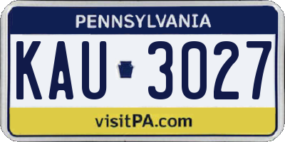 PA license plate KAU3027