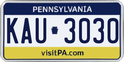 PA license plate KAU3030
