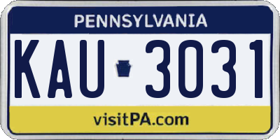 PA license plate KAU3031