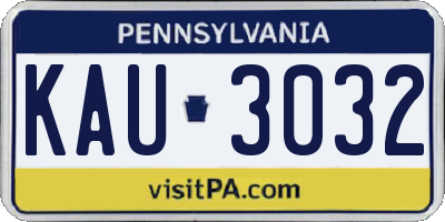 PA license plate KAU3032