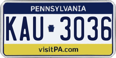 PA license plate KAU3036