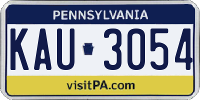 PA license plate KAU3054