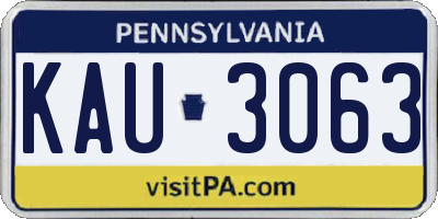 PA license plate KAU3063