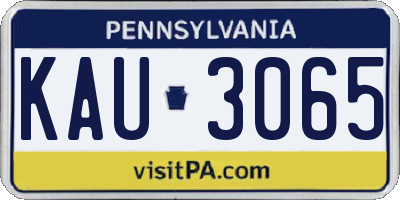 PA license plate KAU3065