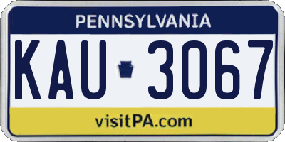 PA license plate KAU3067