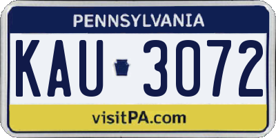 PA license plate KAU3072