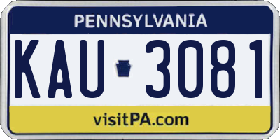 PA license plate KAU3081