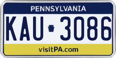PA license plate KAU3086