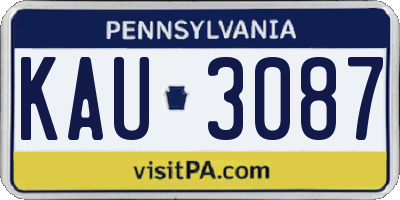 PA license plate KAU3087