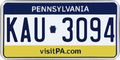 PA license plate KAU3094